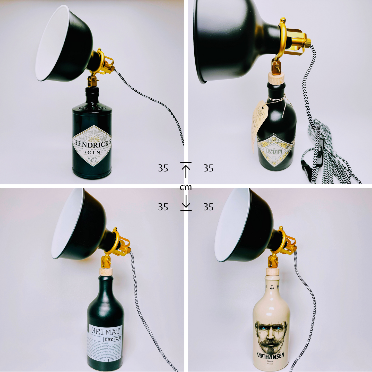 Gin Table Lamp from Upcycled Gin Bottles | Vintage Look Handmade | Sustainable Decor Light | Gift for Gin Lovers | Retro Lighting