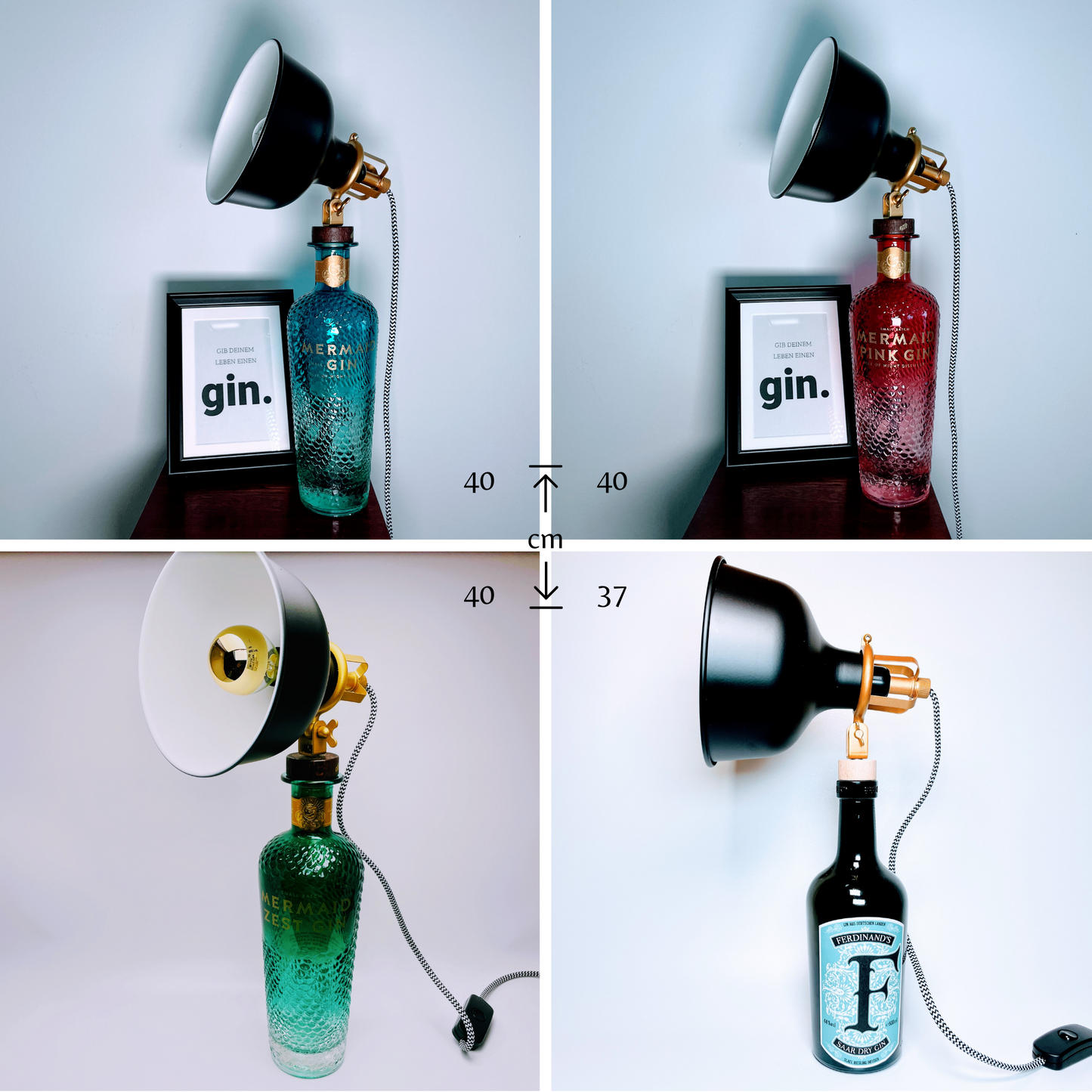 Gin Table Lamp from Upcycled Gin Bottles | Vintage Look Handmade | Sustainable Decor Light | Gift for Gin Lovers | Retro Lighting