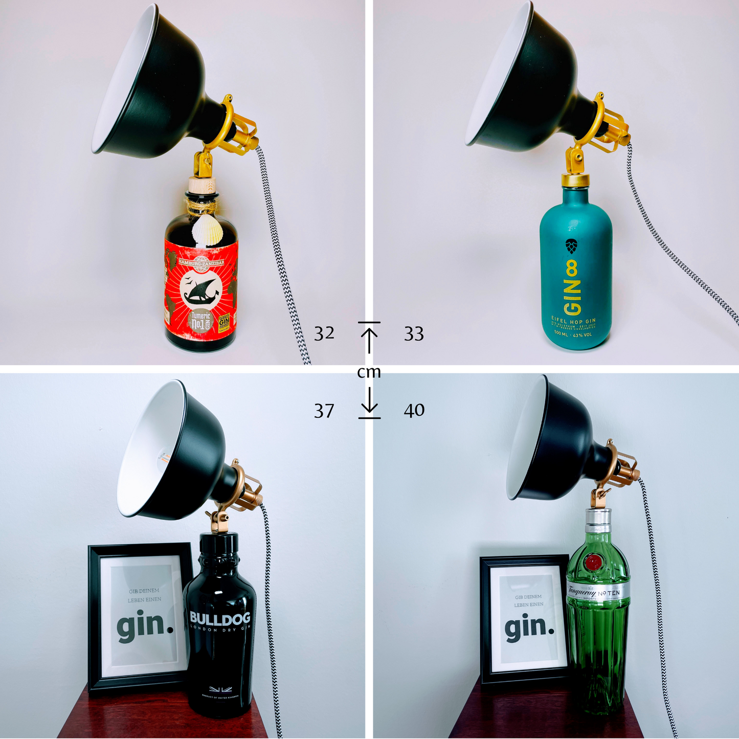 Gin Table Lamp from Upcycled Gin Bottles | Vintage Look Handmade | Sustainable Decor Light | Gift for Gin Lovers | Retro Lighting