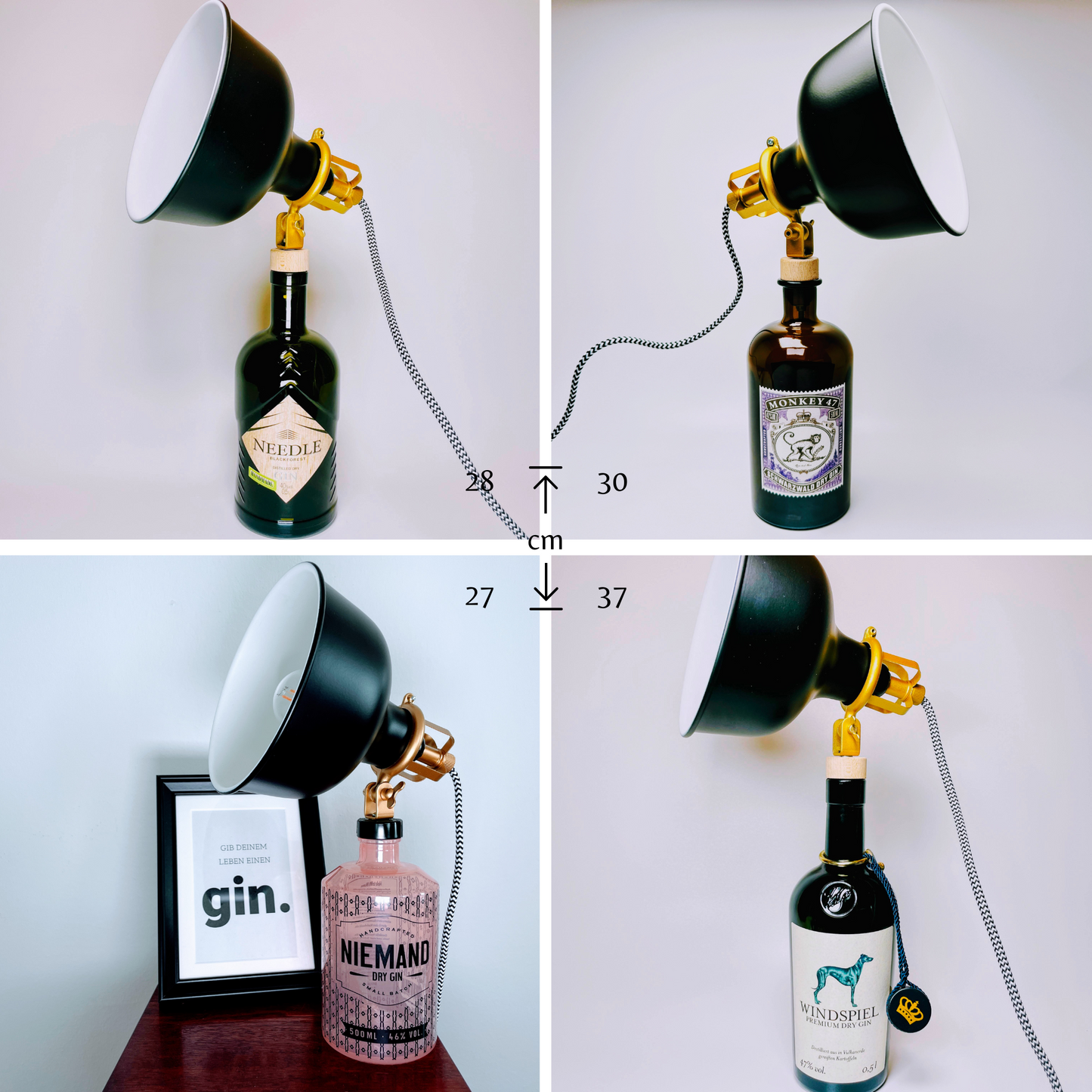 Gin Table Lamp from Upcycled Gin Bottles | Vintage Look Handmade | Sustainable Decor Light | Gift for Gin Lovers | Retro Lighting