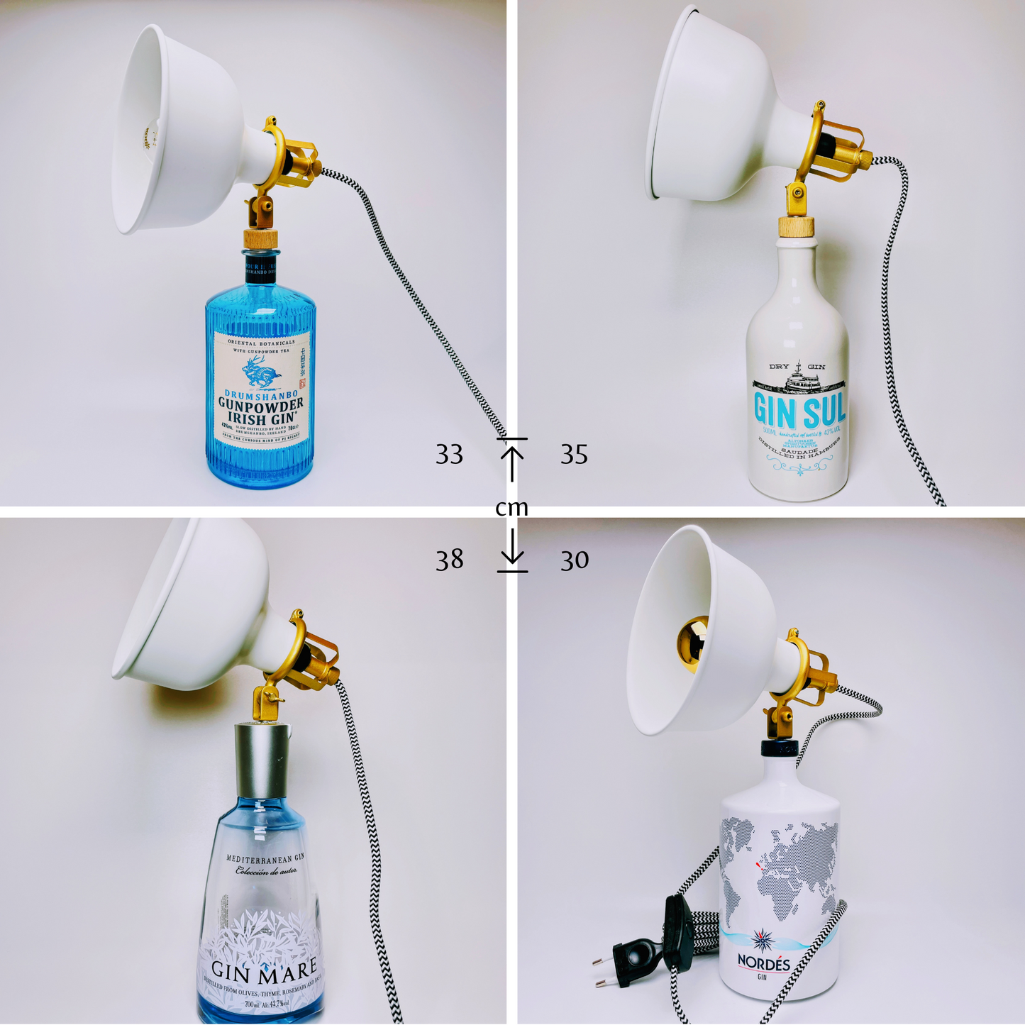 Gin Table Lamp from Upcycled Gin Bottles | Vintage Look Handmade | Sustainable Decor Light | Gift for Gin Lovers | Retro Lighting