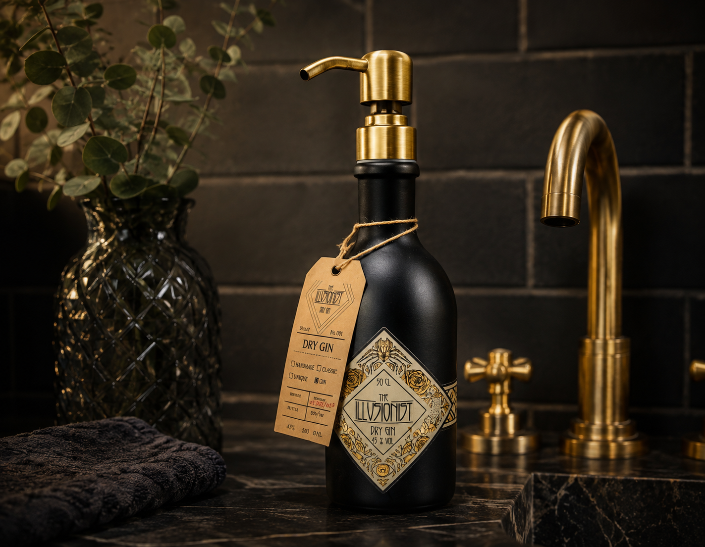 Illusionist Gin Vintage-Lampe | Handgemachte nachhaltige Tischlampe aus Illusionist Gin | Einzigartige Geschenkidee | Deko-Licht | Upcycling