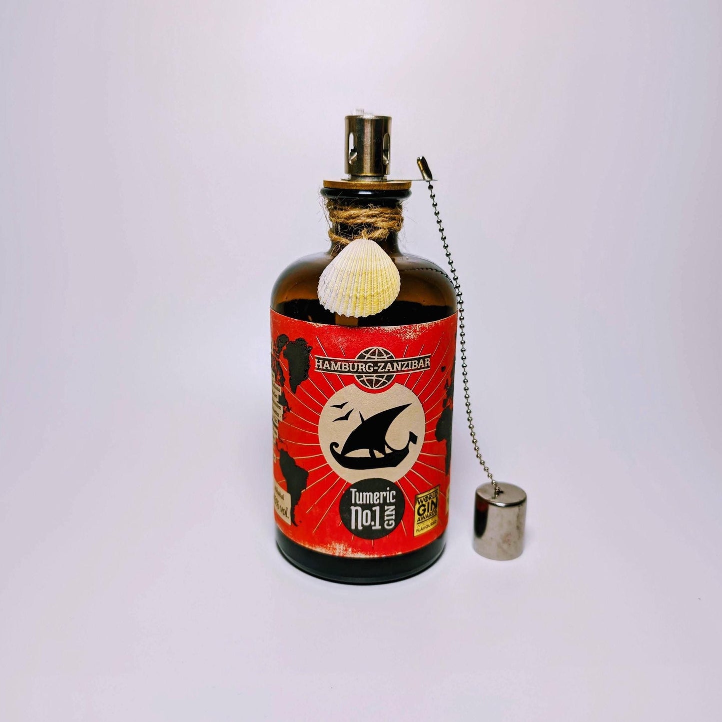 SALE: Upcycling Öllampen - Windlicht, Gartenfackel aus Gin, Rum und Whisky Flaschen - Reduziert