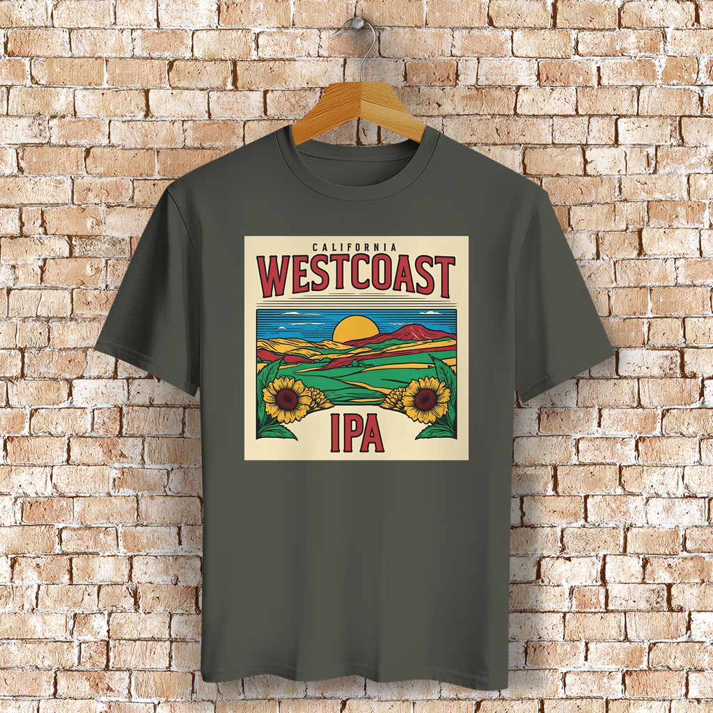 Westcoast IPA T-Shirt mit Kalifornien-Motiv – Geschenk für Bierfreunde & Outdoor-Fans - 100% Bio-Baumwolle - Unisex