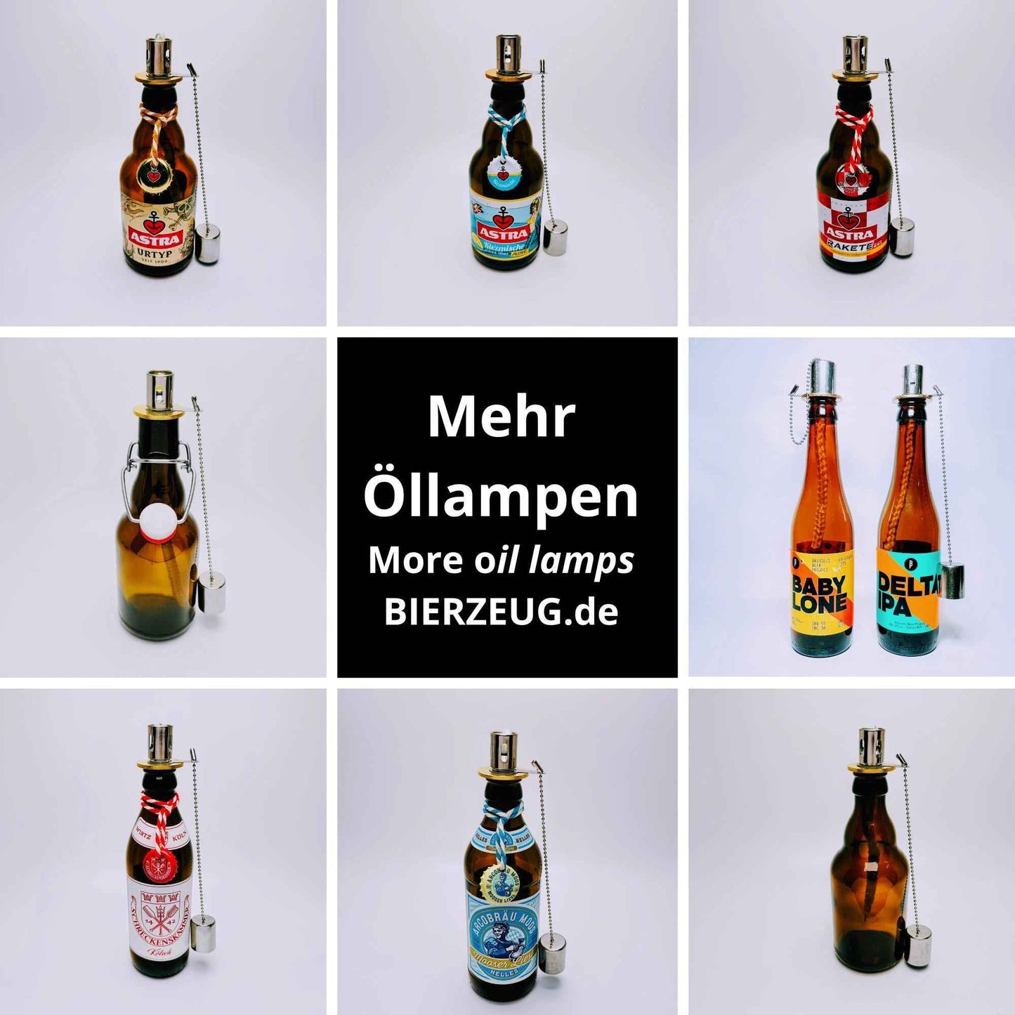 Upcycling Öllampe aus Helles-Bierflasche | Handgemachte Upcycling Gartenfackel | Geschenk für Bayern & Bier-Fans