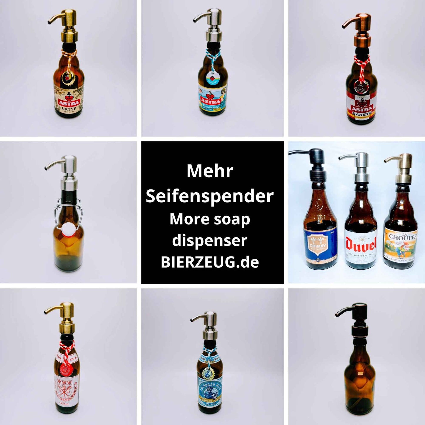 Upcycling-Seifenspender aus Helles-Bierflaschen | Nachfüllbarer Seifenspender | Handgemachtes Bayern-Geschenk | Bad-Deko Bier-Seifenspender