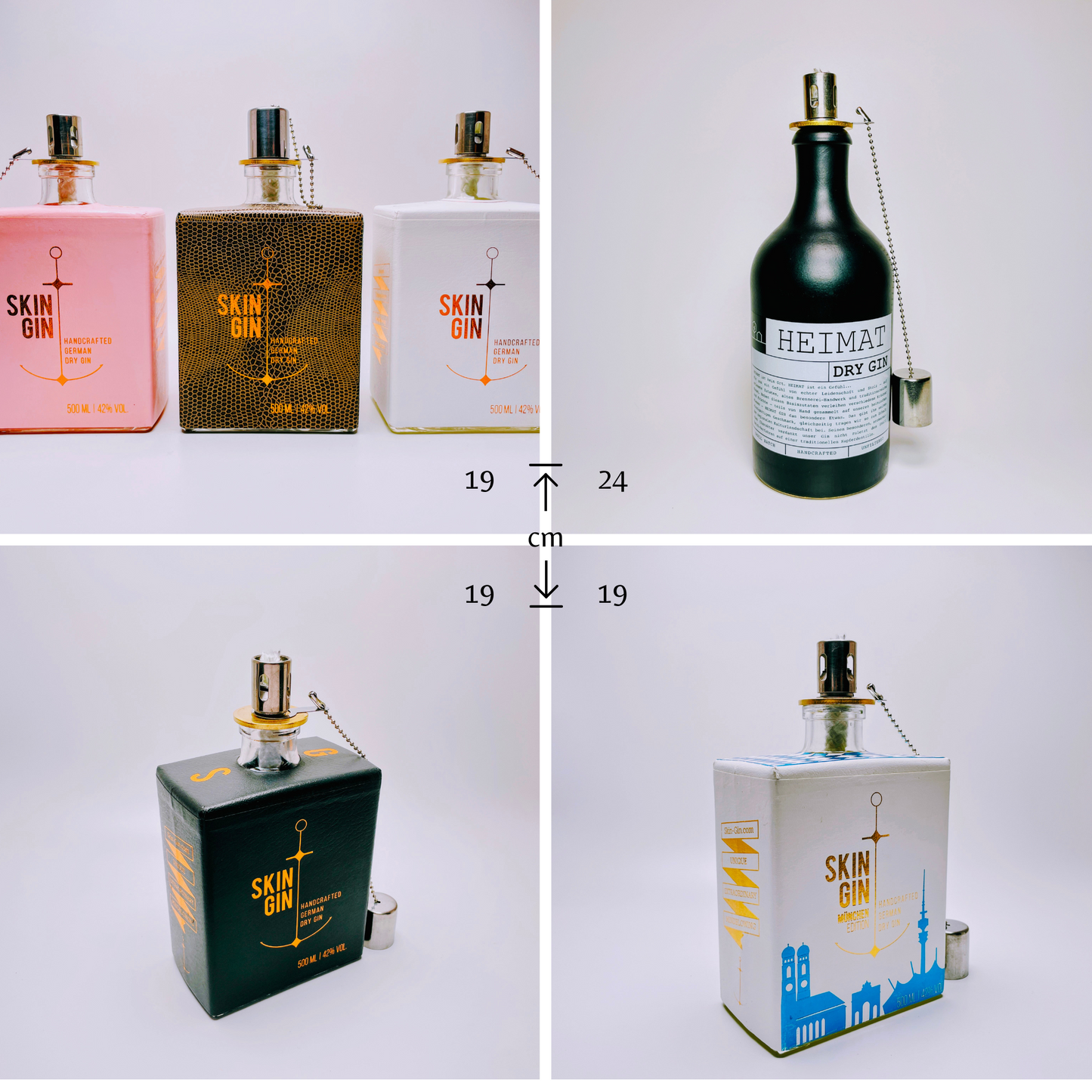 Gin Öllampen - Handgemachte Upcycling Petroleumlampe aus Ginflaschen | Windlicht für Balkon & Garten | Gin Liebhaber Geschenk | Outdoor Deko