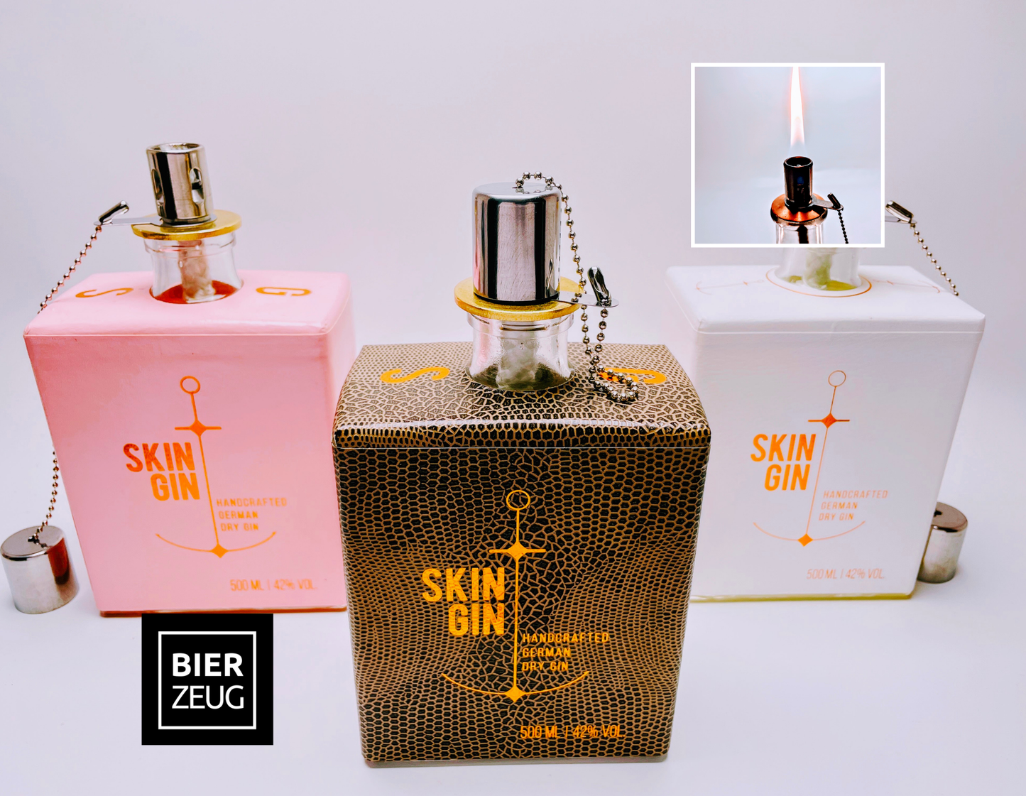 Gin oil lamp “Skin“ | Handmade oil lamp from Skin Gin bottles | Upcycling | Handcrafted | Individual | Gift | Decoration | H:20cm, 0.5l