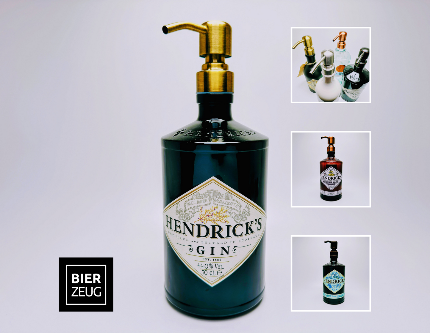 Gin-Seifenspender “Hendricks” | Upcycling Pumpspender aus Gin Hendricks Flasche | Nachfüllbar | Deko Bad | Geschenk Schottland | 700ml