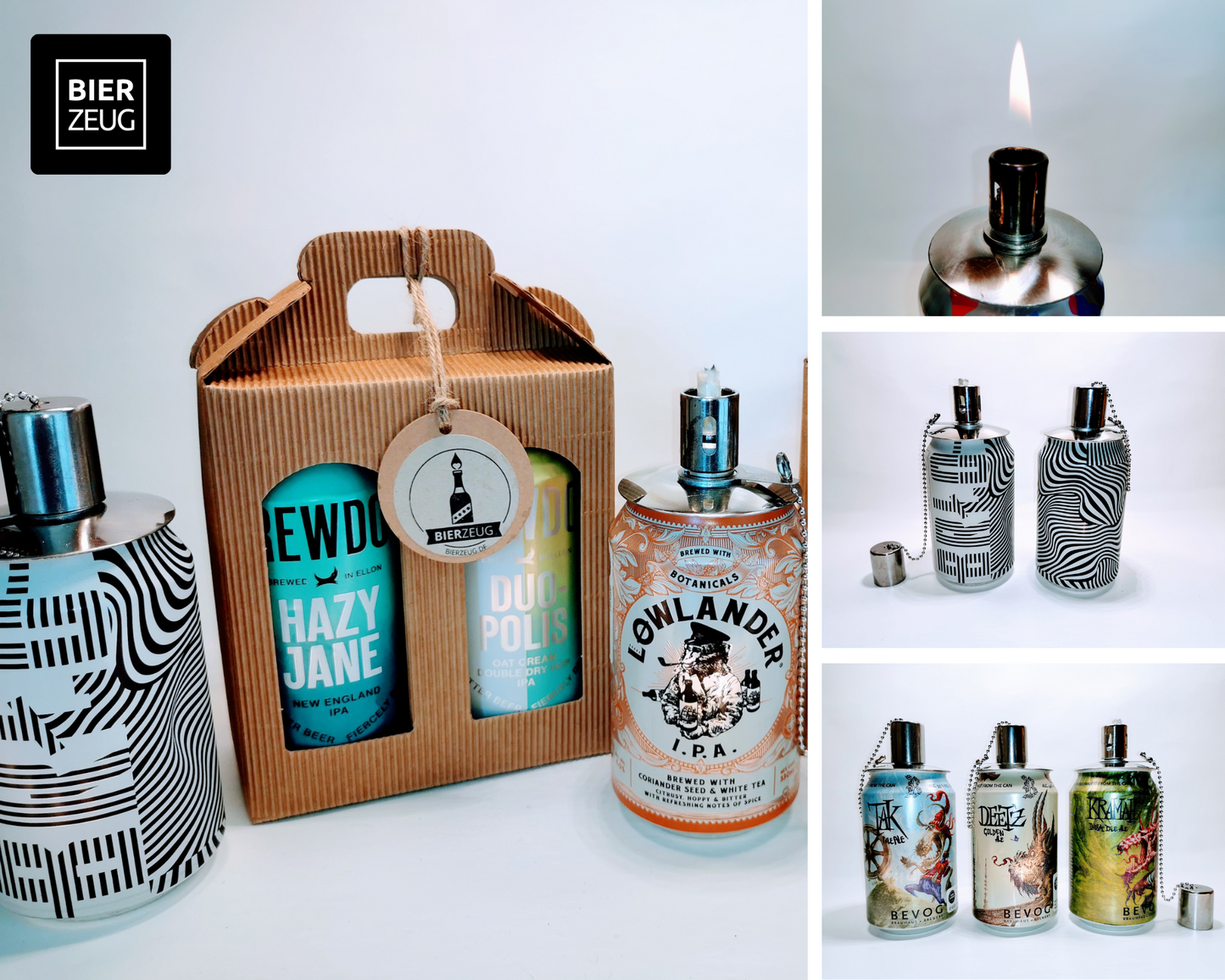 Öllampen aus Craft-Bier-Dosen - Handgemacht - Upcycling - Dosen Windlicht für Balkon & Garten