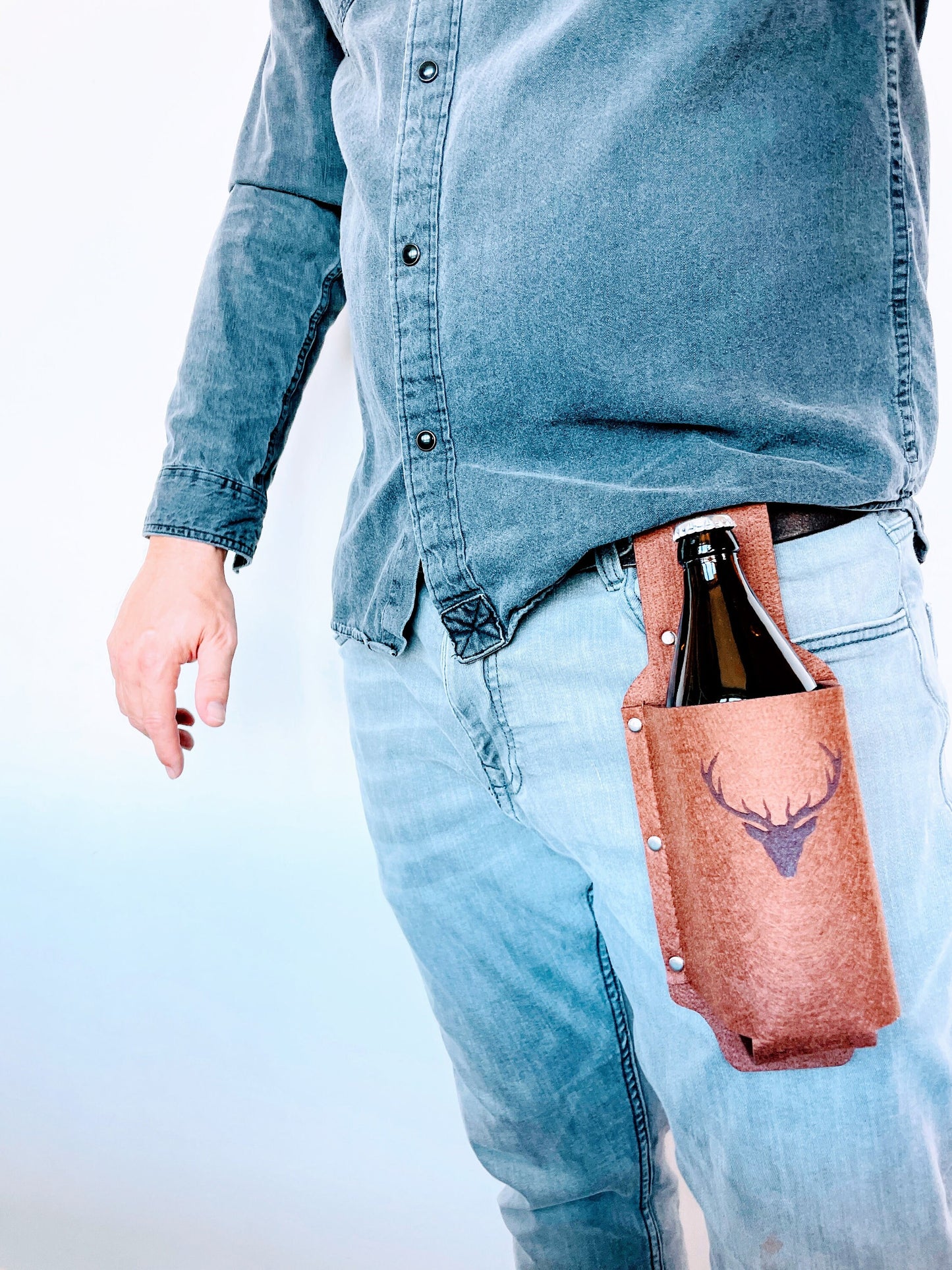 Bier-Holster - Gürtelholster für Getränke- und Bierflaschen - Einmaliges Männer-Geschenk