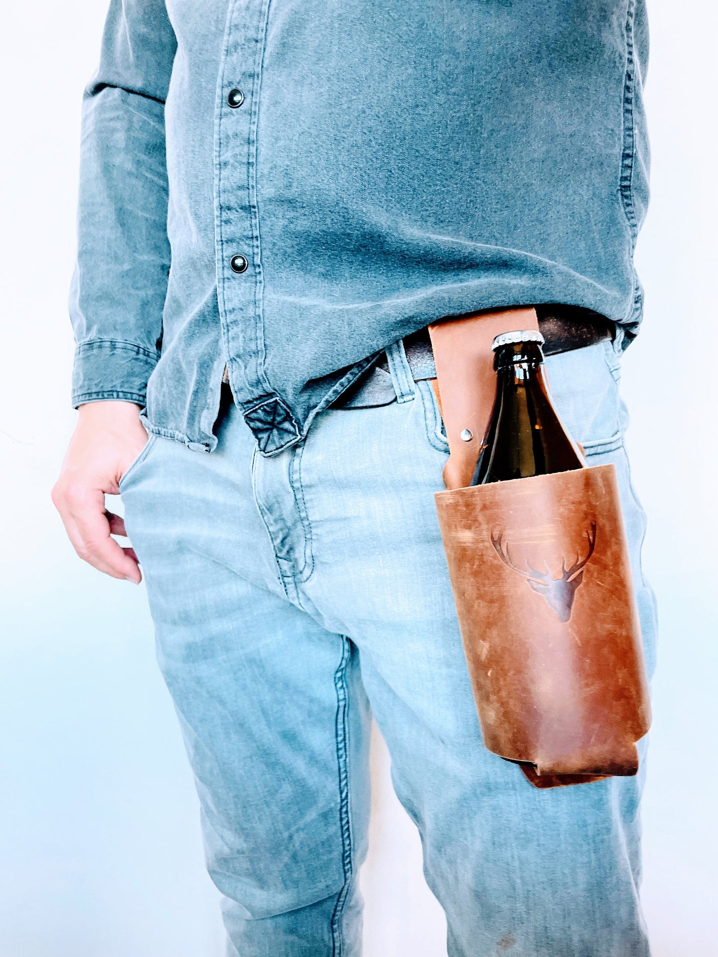 Bier-Holster - Gürtelholster für Getränke- und Bierflaschen - Einmaliges Männer-Geschenk