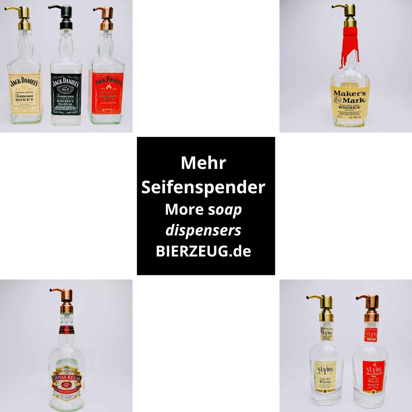 Whisky-Seifenspender “Jacky” | Upcycling Pumpspender aus Jack Daniels Flaschen | Nachfüllbar mit Seife, Spüli, Bartöl | Bad Deko Geschenk