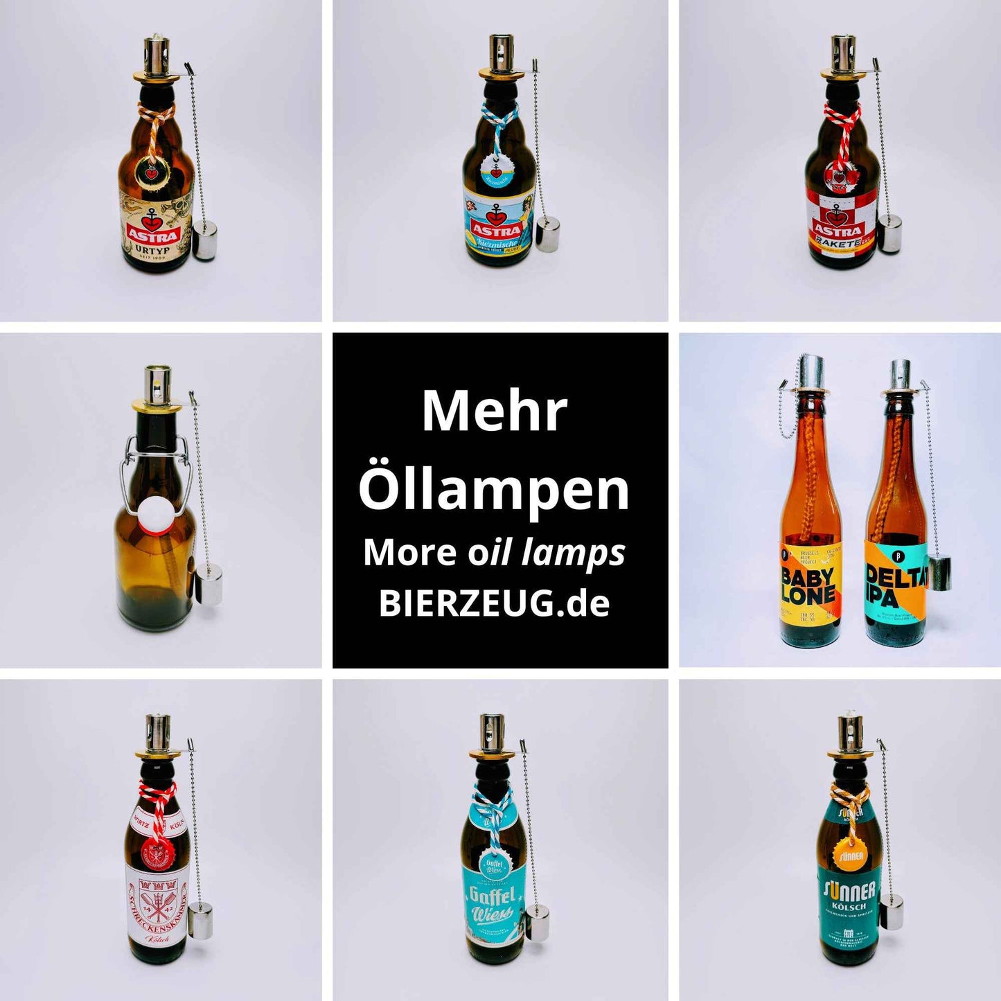 Bügelflaschen-Öllampe “Bügel Burner“ | Handgemachte Öllampe aus Bierflaschen | Ideal für Garten & Balkon | Perfektes Bierliebhaber Geschenk