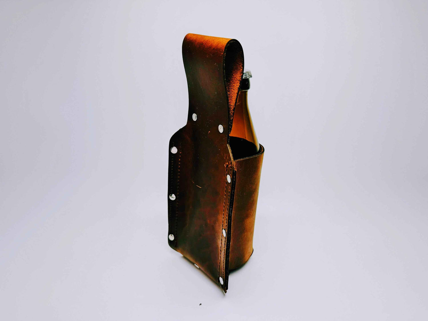 Bierholster Gürtelholster Getränkehalter für Bierflaschen | Einzigartiges Männergeschenk | Echtes Leder oder Filz | Karneval Fasching Kostüm