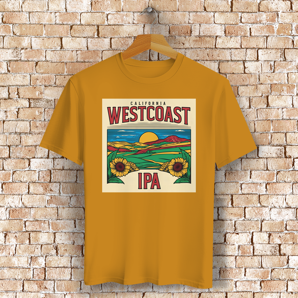 Westcoast IPA T-Shirt mit Kalifornien-Motiv – Geschenk für Bierfreunde & Outdoor-Fans - 100% Bio-Baumwolle - Unisex