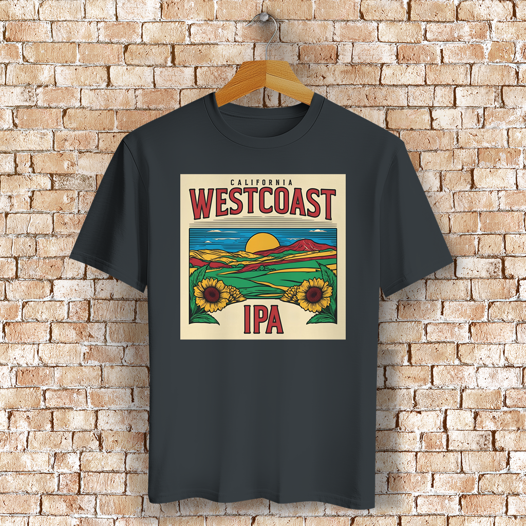 Westcoast IPA T-Shirt mit Kalifornien-Motiv – Geschenk für Bierfreunde & Outdoor-Fans - 100% Bio-Baumwolle - Unisex