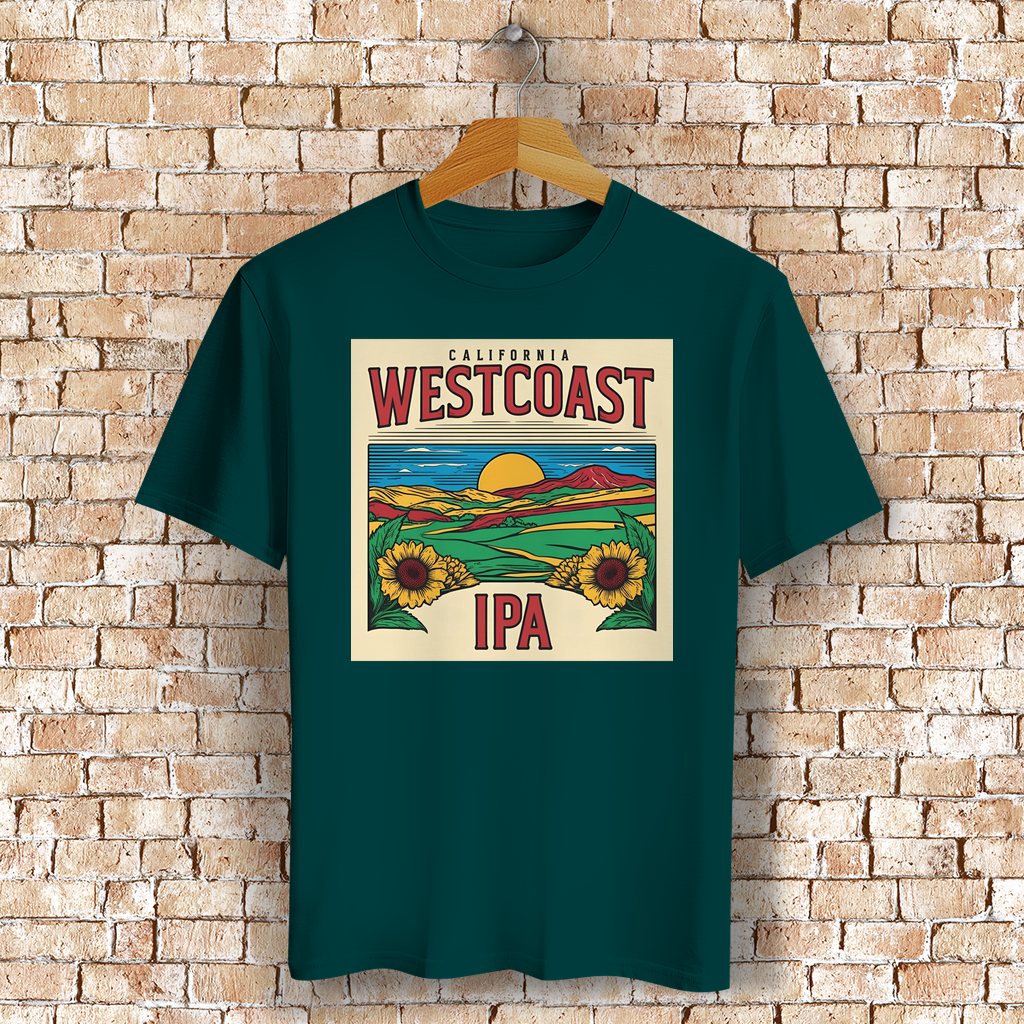 Westcoast IPA T-Shirt mit Kalifornien-Motiv – Geschenk für Bierfreunde & Outdoor-Fans - 100% Bio-Baumwolle - Unisex