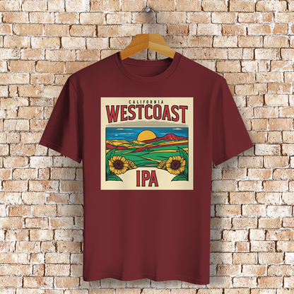 Westcoast IPA T-Shirt mit Kalifornien-Motiv – Geschenk für Bierfreunde & Outdoor-Fans - 100% Bio-Baumwolle - Unisex