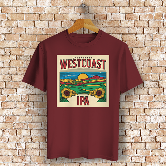 Westcoast IPA T-Shirt mit Kalifornien-Motiv – Geschenk für Bierfreunde & Outdoor-Fans - 100% Bio-Baumwolle - Unisex
