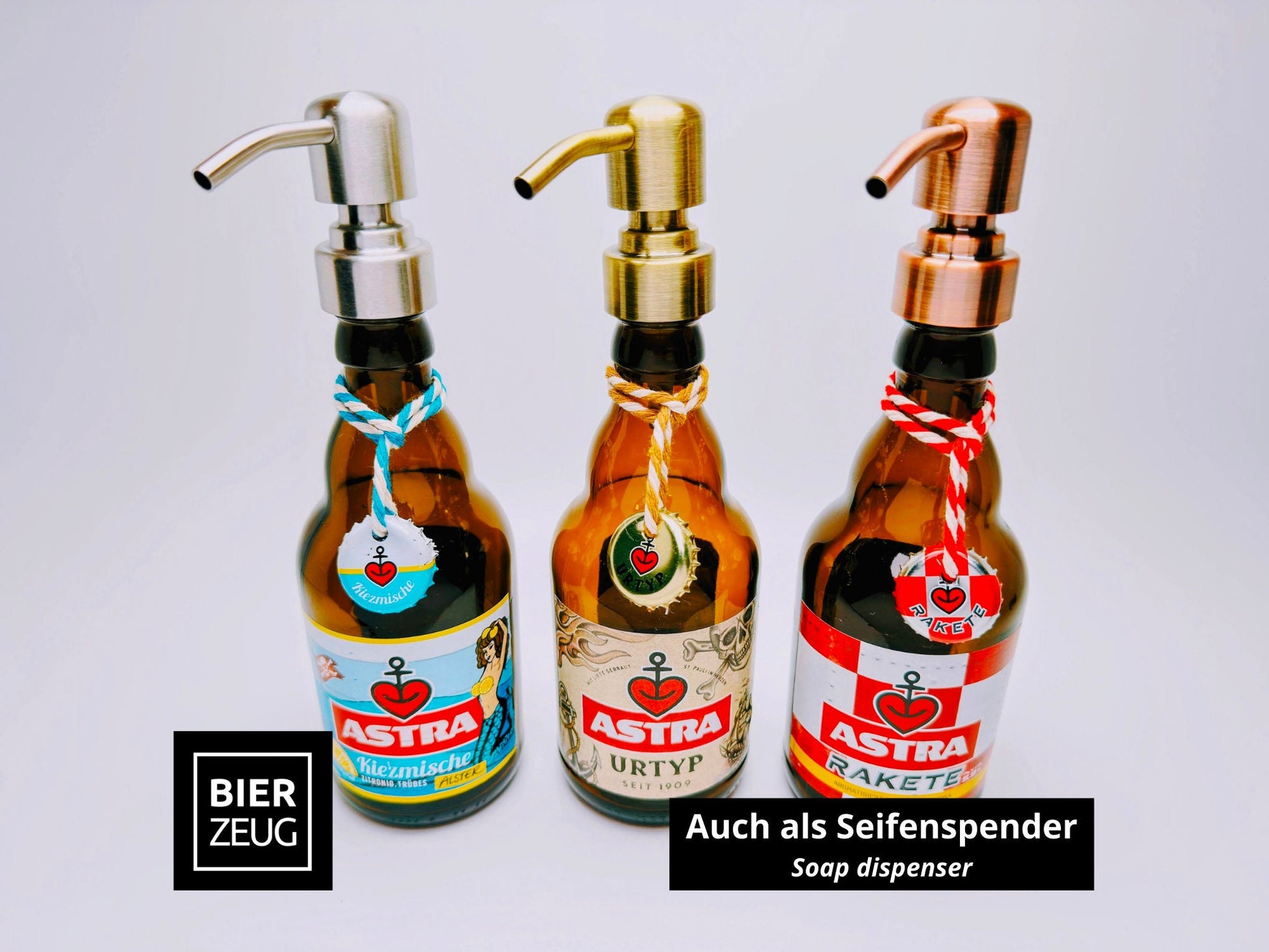 Astra-Öllampe ”Hamburger Nachtlicht” aus Astra Bier-Flaschen | Handgemachte Upcycling Gartenfackel | Geschenk für Hamburg & St. Pauli Fans