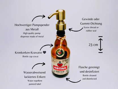 Astra-Seifenspender ”Kiezbrise” | Handgemacht aus Astra Bierflaschen | Nachfüllbar & Nachhaltig | Hamburg Fan Geschenk | Upcycling Deko Bad