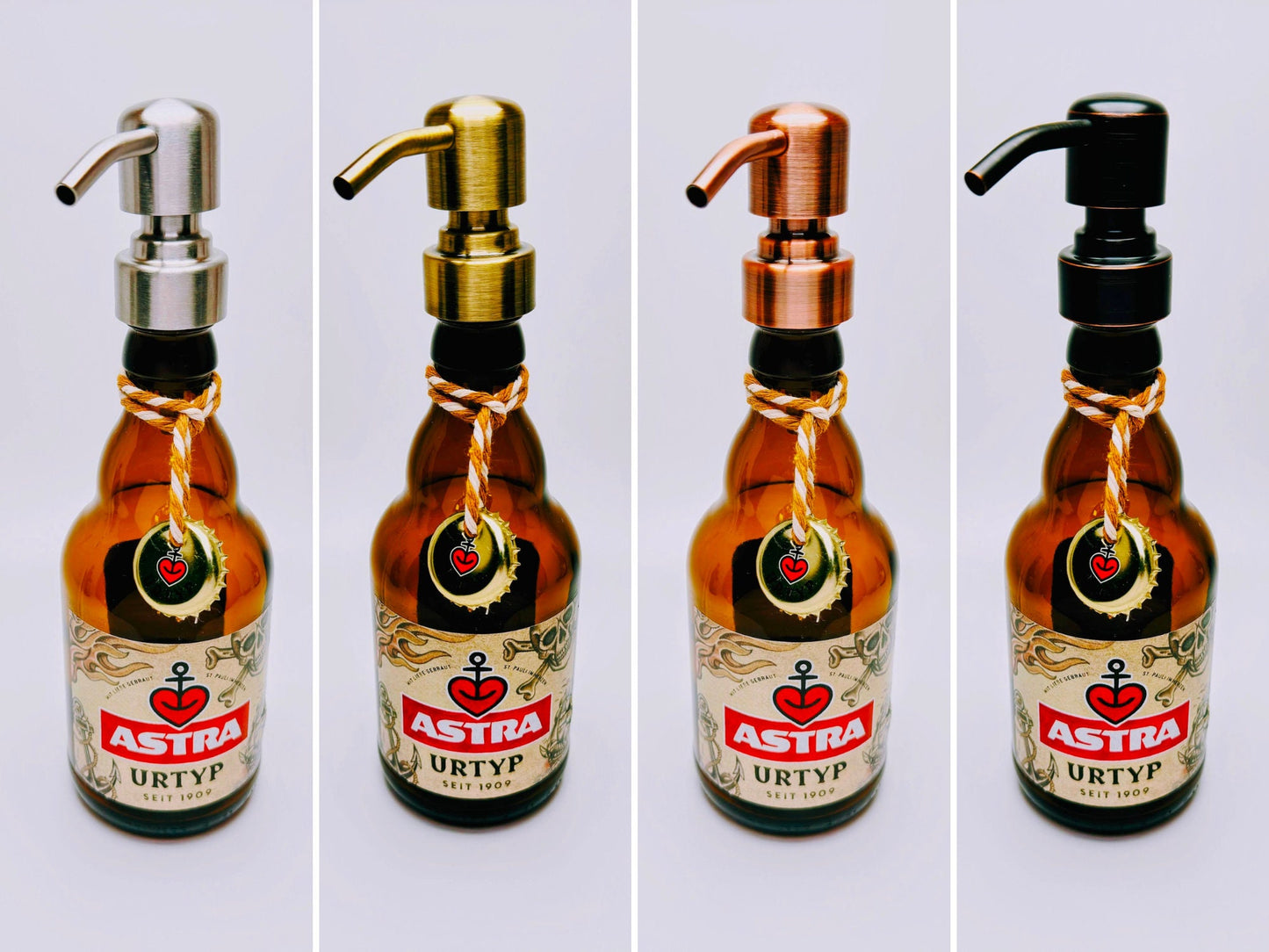 Astra-Seifenspender ”Kiezbrise” | Handgemacht aus Astra Bierflaschen | Nachfüllbar & Nachhaltig | Hamburg Fan Geschenk | Upcycling Deko Bad