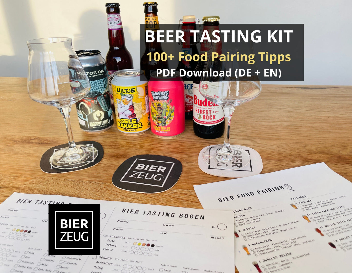 Bierbewertungsbogen (DE+EN) | 100+ Food-Pairing-Tipps zu 32 Bier-Stilen | Bier-Tasting für alle Biersorten | Download als PDF