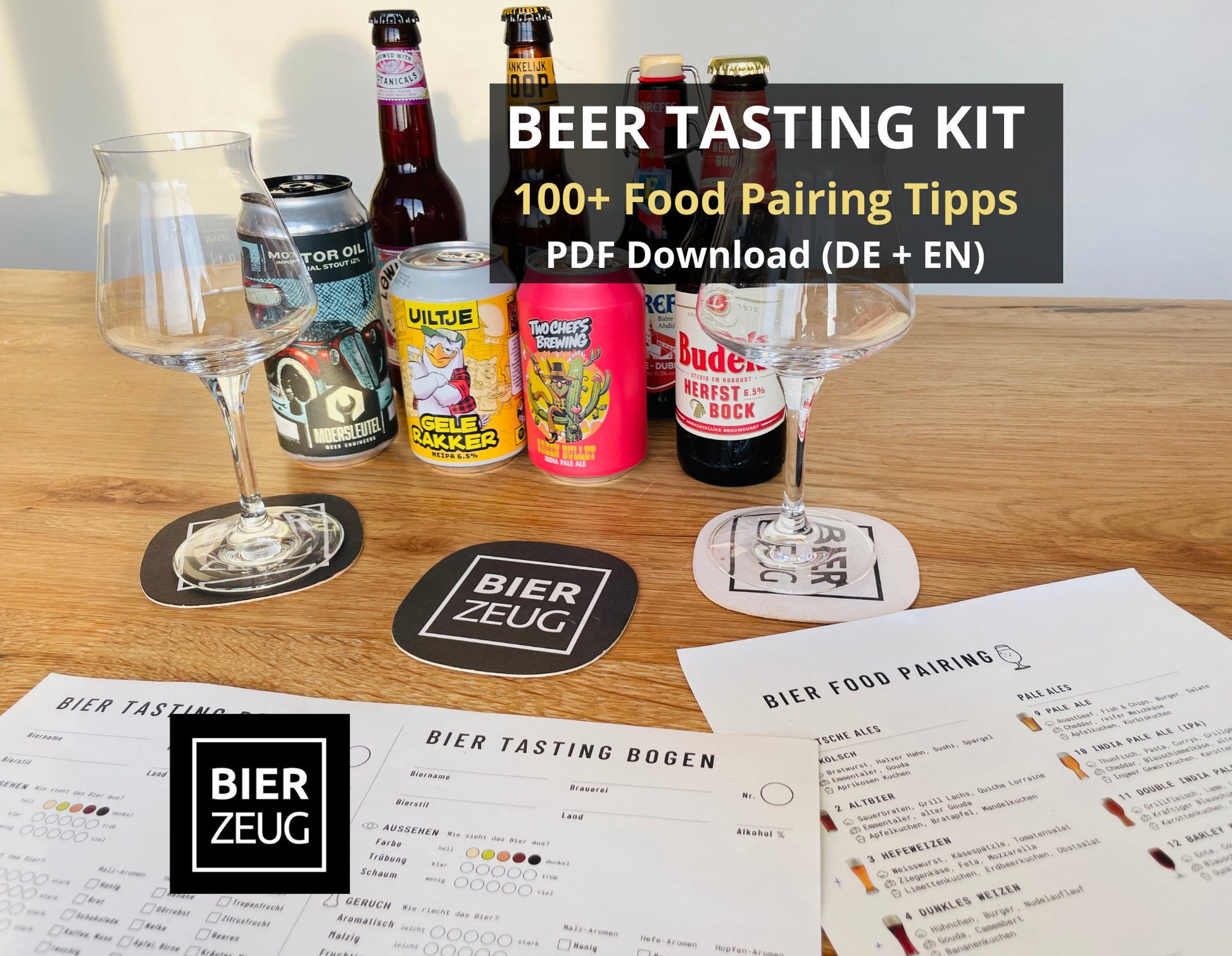 Bierbewertungsbogen (DE+EN) | 100+ Food-Pairing-Tipps zu 32 Bier-Stilen | Bier-Tasting für alle Biersorten | Download als PDF