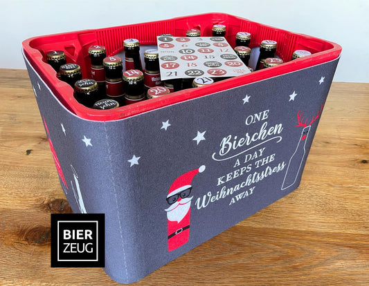 Bierkasten-Adventskalender aus Filz | DIY Bastel-Set | Passend für 24 Bierflaschen | Nachhaltiges Biergeschenk zu Advent und Weihnachten