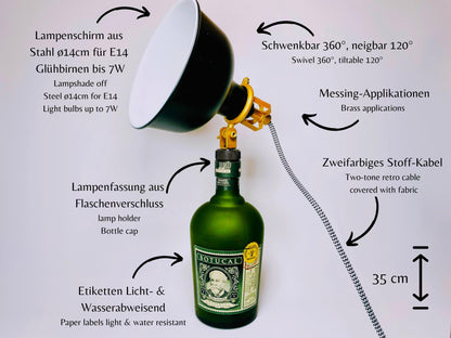 Botucal Rum Lampe | Handgemachte Upcycling Tischlampe aus Botucal Rum Flasche | Einzigartige Geschenkidee | Deko