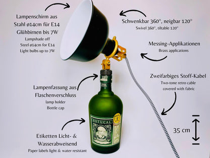 Botucal Rum Lampe | Handgemachte Upcycling Tischlampe aus Botucal Rum Flasche | Einzigartige Geschenkidee | Deko