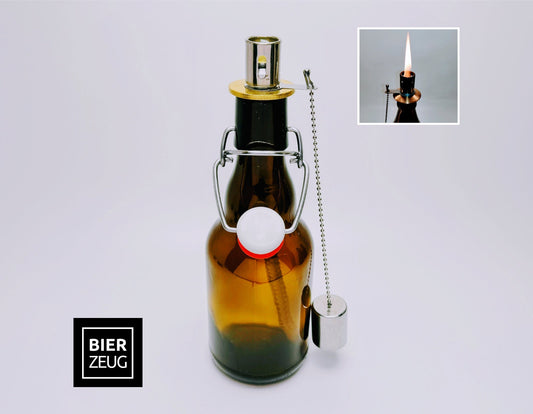 Bügelflaschen-Öllampe “Bügel Burner“ | Handgemachte Öllampe aus Bierflaschen | Ideal für Garten & Balkon | Perfektes Bierliebhaber Geschenk