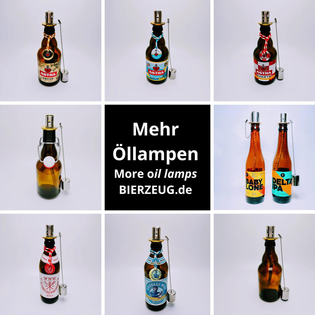 Bügelflaschen-Öllampe “Bügel Burner“ | Handgemachte Öllampe aus Bierflaschen | Ideal für Garten & Balkon | Perfektes Bierliebhaber Geschenk