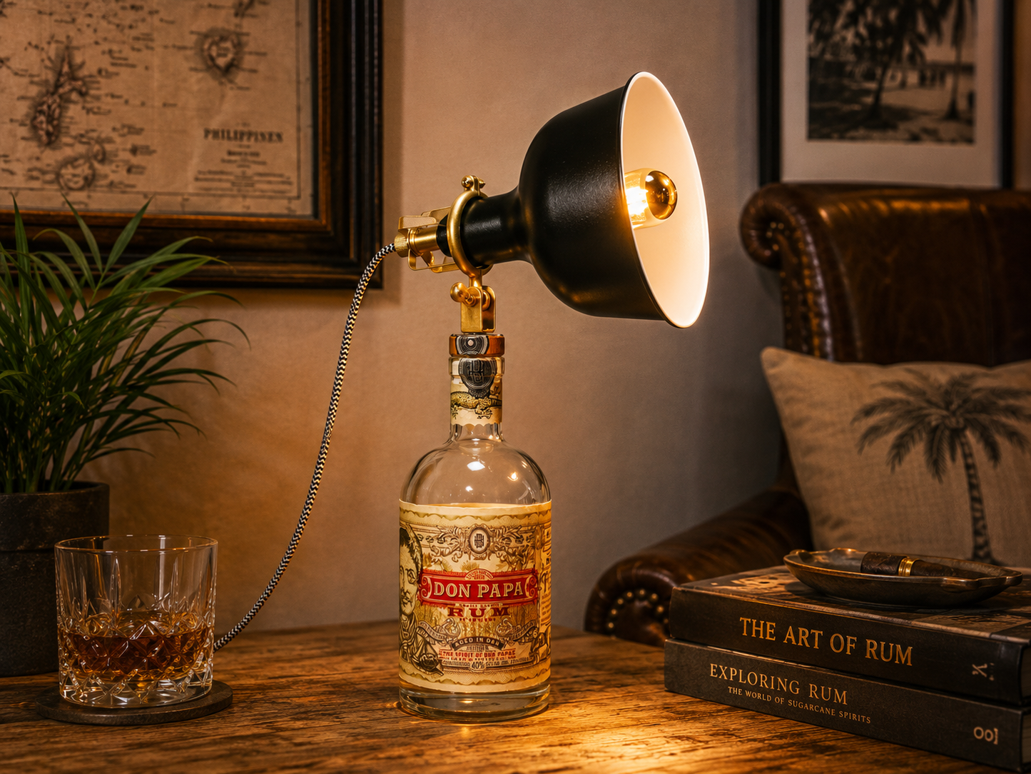 Rum Oil Lamp "Caribbean Fire" | Handcrafted from Rum Bottles | Atmospheric Lighting for Garden & Balcony | Perfect Upcycling Gift