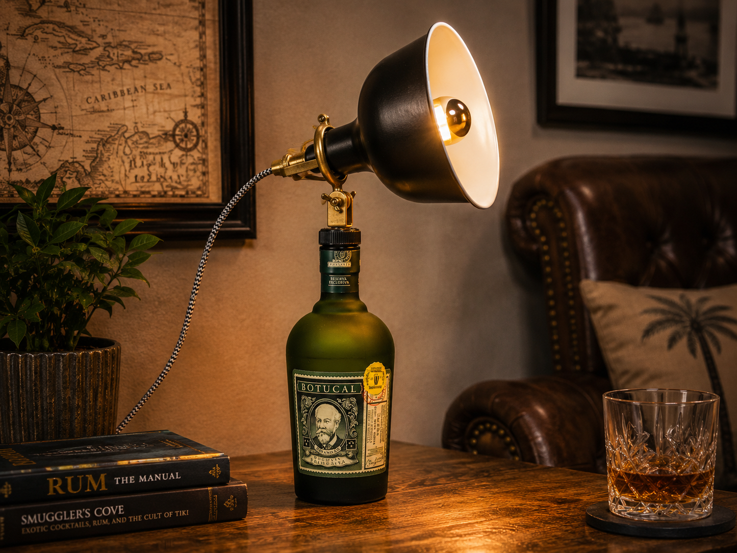 Rum oil lamp "Botucal" | Handmade oil lamp from Botucal bottles | Upcycling | Handmade | Individual | Gift | Decoration | H:23cm - 0.7l