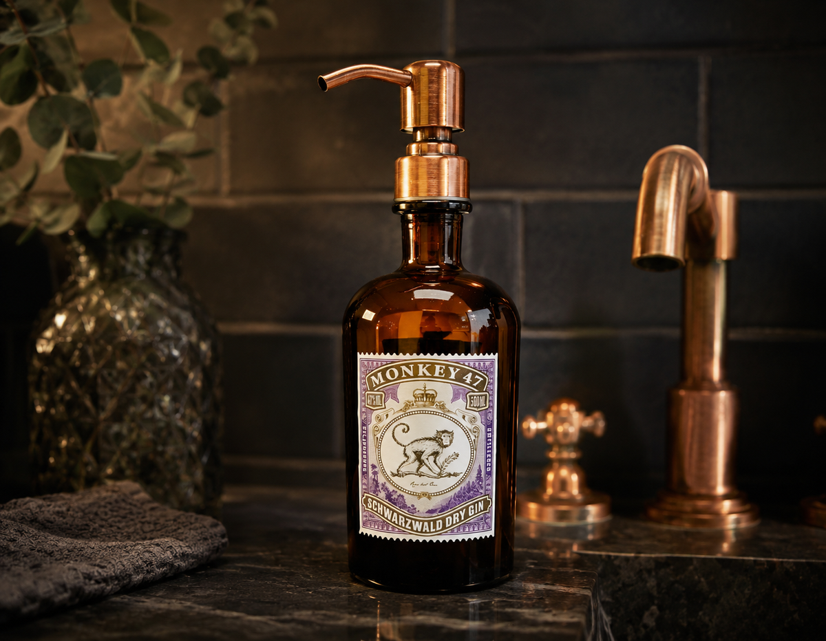 Gin oil lamp "Monkey 47" | Handmade oil lamp from Monkey 47 bottles | Upcycling | Handcrafted | Individual | Gift | Decoration | H:21cm