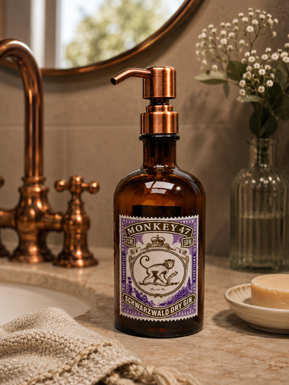 Gin-Seifenspender “Monkey 47“ | Upcycling Pumpspender aus Monkey47 Gin Flasche | Nachfüllbar mit Seife | Bad Deko | Geschenk Schwarzwald