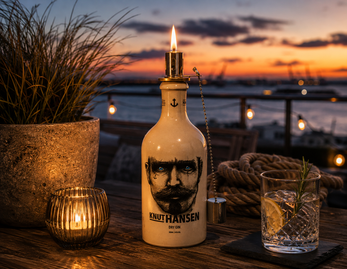 Gin-Seifenspender “Knut“ | Upcycling Pumpspender aus Original Knut Hansen Gin-Flasche | Nachfüllbar mit Seife | Bad-Deko | Geschenk Hamburg