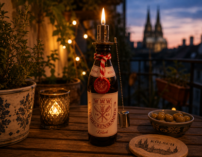Kölsch-Lampe Kölsche Funzel - Handgemachte Tischlampe aus Bierflasche - Upcycling Deko-Leuchte - Perfektes Geschenk für Bier- und Köln-Fan
