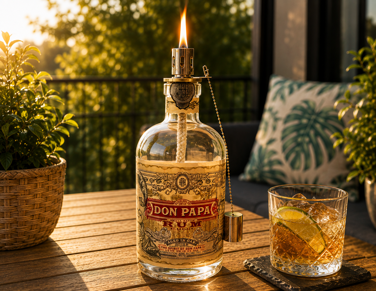 Don Papa Rum Lampe | Handgemachte Upcycling Tischlampe aus Don Papa Rum Flasche | Einzigartige Geschenkidee | Deko