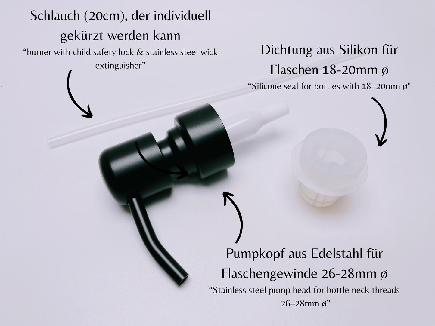 DIY Seifenspender-Bausatz für Flaschen-Upcycling | Edelstahl Pumpspender | Verwandle deine Lieblings-Flaschen in Seifenspender