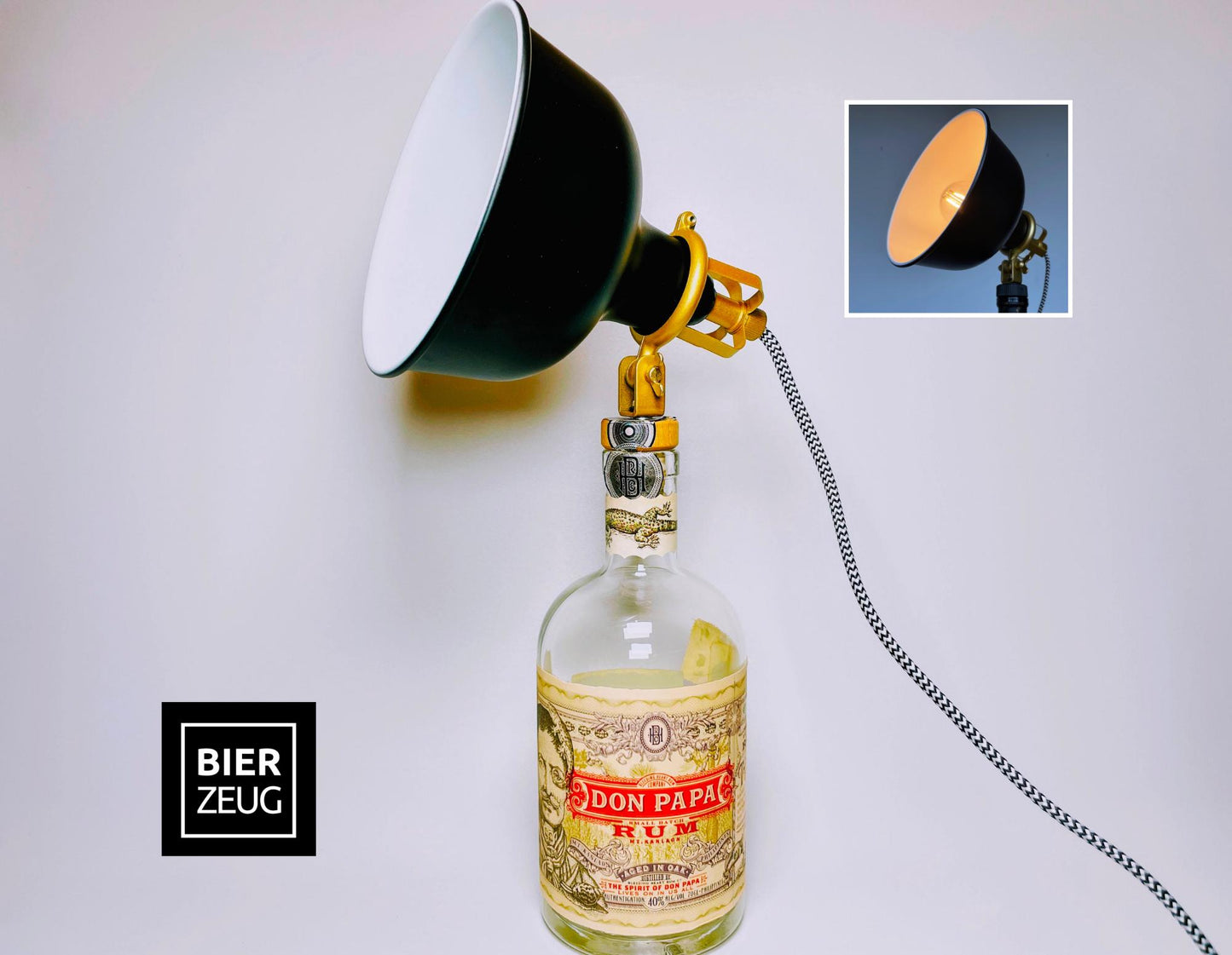 Don Papa Rum Lampe | Handgemachte Upcycling Tischlampe aus Don Papa Rum Flasche | Einzigartige Geschenkidee | Deko
