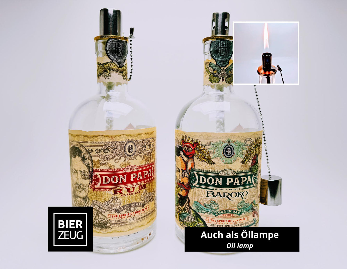 Don Papa Rum Lampe | Handgemachte Upcycling Tischlampe aus Don Papa Rum Flasche | Einzigartige Geschenkidee | Deko