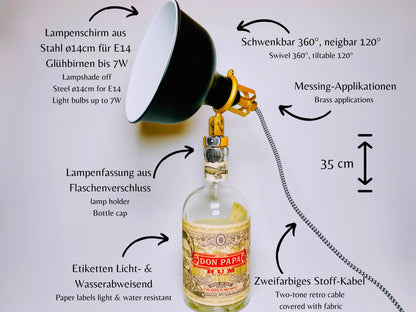 Don Papa Rum Lampe | Handgemachte Upcycling Tischlampe aus Don Papa Rum Flasche | Einzigartige Geschenkidee | Deko