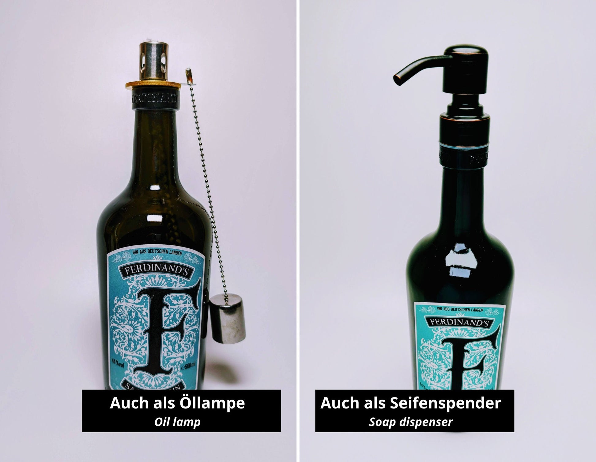 Ferdinands Gin Vintage-Lampe | Handgemachte nachhaltige Tischlampe aus Ferdinand Gin | Einzigartige Geschenkidee | Deko-Licht | Upcycling