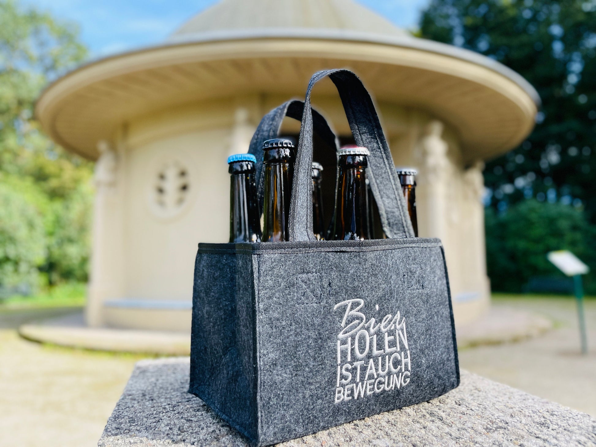 Flaschenträger “HopfenShopper” | Filz Männerhandtasche für 6 Bierflaschen | Sixpack Bierträger | Bierflaschenhalter | Vatertag Geschenk