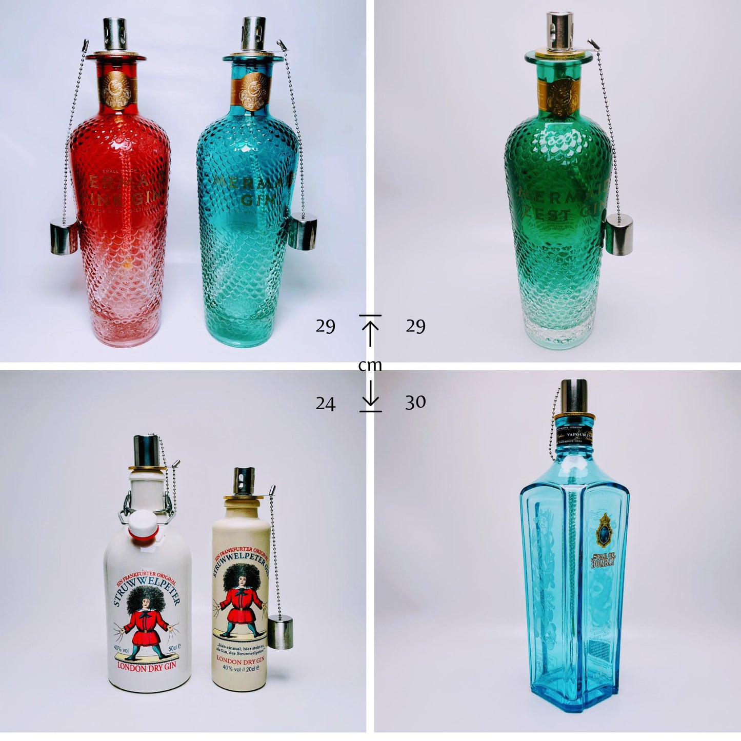 Gin Öllampe – Handgemachte Upcycling-Lampe aus Ginflasche | Windlicht für Balkon & Garten | Geschenk für Gin-Liebhaber | Outdoor Deko