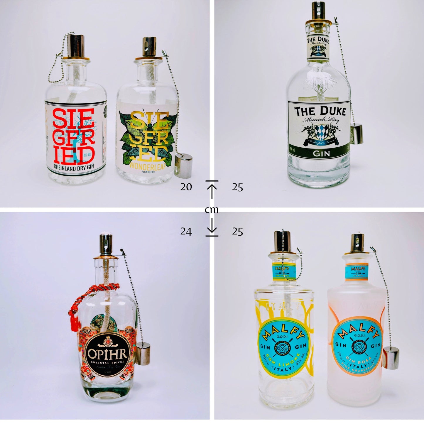 Gin Öllampe – Handgemachte Upcycling-Lampe aus Ginflasche | Windlicht für Balkon & Garten | Geschenk für Gin-Liebhaber | Outdoor Deko