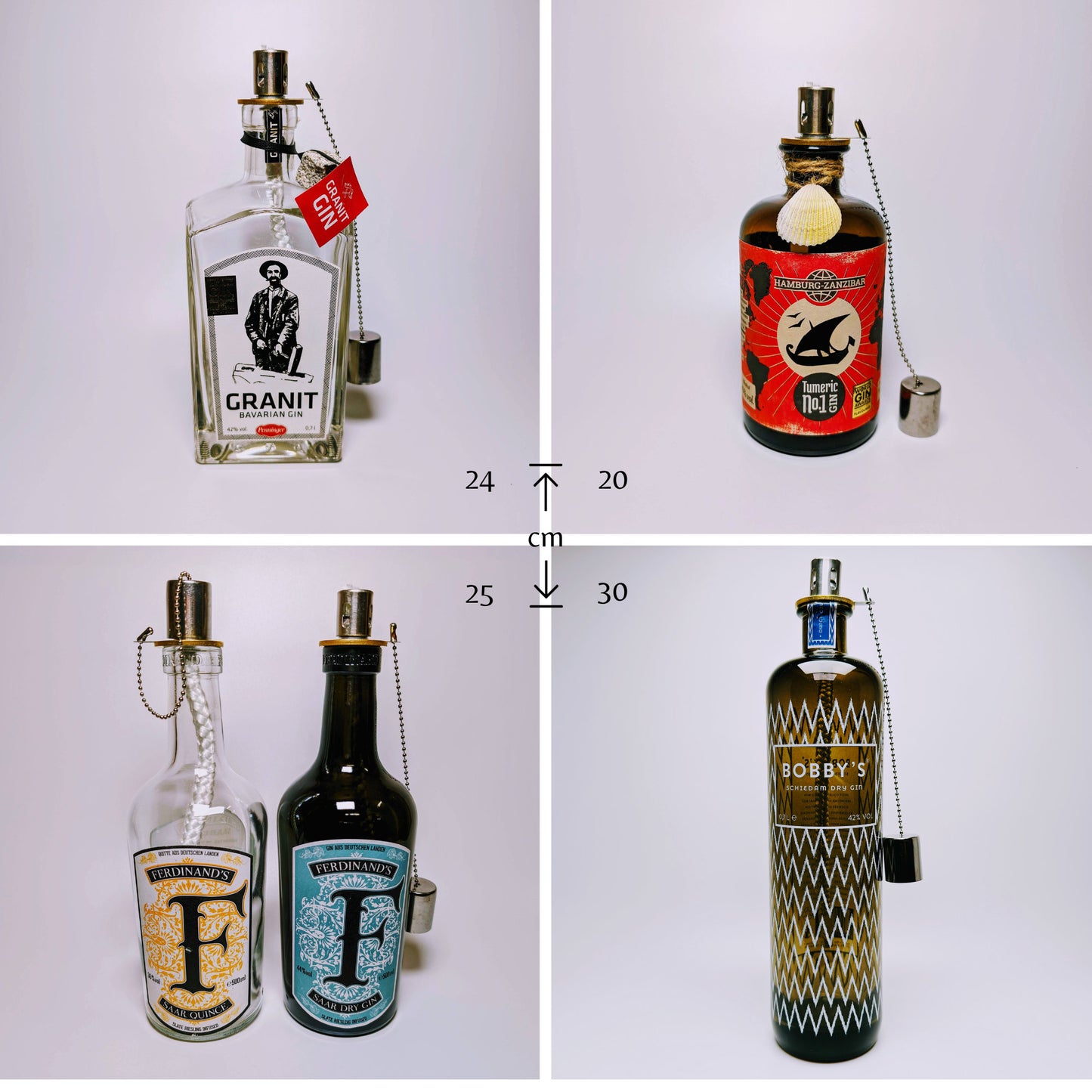 Gin Öllampe – Handgemachte Upcycling-Lampe aus Ginflasche | Windlicht für Balkon & Garten | Geschenk für Gin-Liebhaber | Outdoor Deko